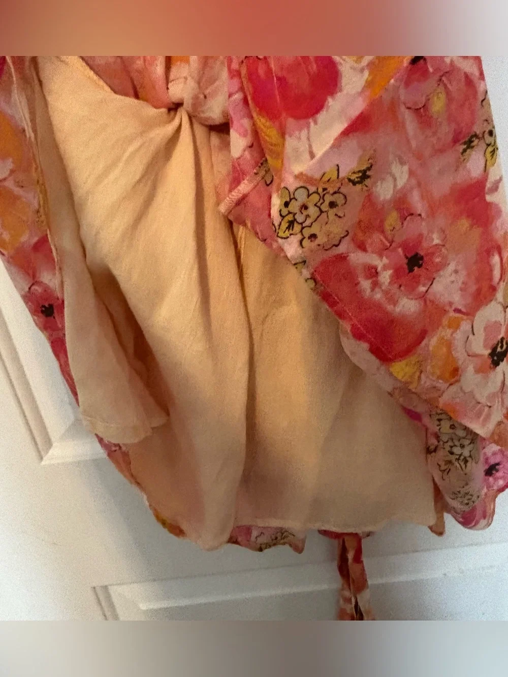 Free People Freddy tie mini dress small Fruit Punch Combo pink print NWT
